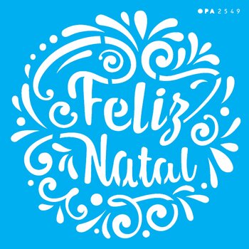 Stencil 14×14 Simples – Frase Feliz Natal Lettering – OPA2549