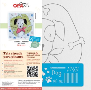 Tela riscada 20×20 – Infantil Cachorro – OPA3557