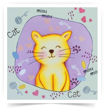 Tela riscada 20×20 – Infantil Gato- OPA3558