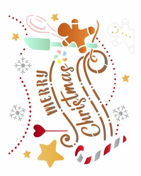 Stencil 20X25 Simples – Frase Merry Christmas Bakery – OPA3546