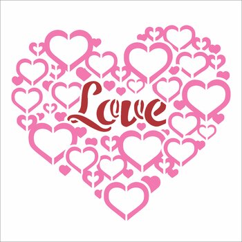 Stencil 14×14 Simples – Coração Love – OPA3084