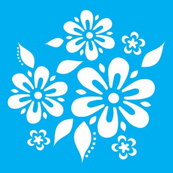 Stencil 14×14 Simples – Flores e Folhas – OPA1056