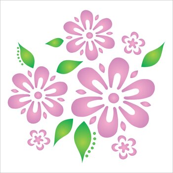 Stencil 14×14 Simples – Flores e Folhas – OPA1056