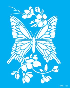 Stencil 20×25 Simples – Borboleta e Cerejeiras – OPA3385