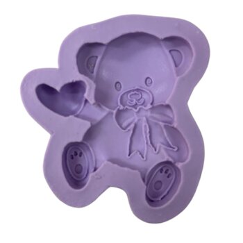 Molde de Silicone - Pastilha Urso com Laço e Coração S-1584