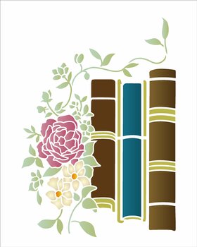 Stencil 20×25 Simples – Livros E Flores – OPA3475